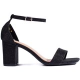Shelvt Black glitter women's heeled sandals | shoptok.hr