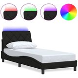 Maison Chic Posteljni okvir - Enojna postelja - Postelja za odrasle z LED brez vzmetnice Črna 90x200cm Tkanina, (21695442) Cene