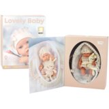  Lutka beba u nosiljci + zeko u kariranoj odjeći 30 cm- bež | Shoptok.si