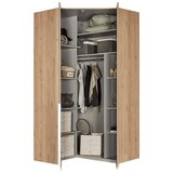 Premium Living Kotna Garderobna Omara New York, Barva Hrasta, Osvetlitev | Shoptok.si