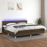  Krevet box spring s madracem LED tamnosmeđi 200x200 cm tkanina Cijene