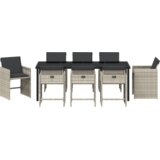 vidaXL 9-delni vrtni jedilni set z blazinami svetlo siva poly ratan | Shoptok.si