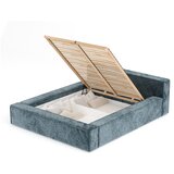 Maison de Rêve Prašno modra oblazinjena zakonska postelja s prostorom za shranjevanje z letvenim dnom 200x200 cm Voliera – | Shoptok.si