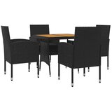  5-dijelni vanjski blagovaonski set od poliratana crni | Eponuda.com