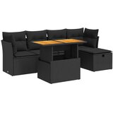  6-dijelni set vrtnih sofa s jastucima crni od poliratana bagrem | Eponuda.com
