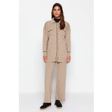 Trendyol Stone Color Block Jacket-Trousers Knitwear Two Piece Set | Shoptok.si