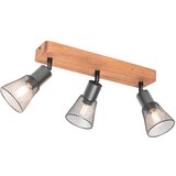 QAZQA Industrijski spot črn z lesom 3-light - Kristina | Shoptok.si
