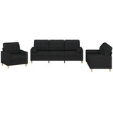  3-dijelni set sofa s jastucima crni od mikrovlakana | Eponuda.com