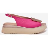 Zazoo 1786 Leather Women's Sandals On Platform With Decoration Fuchsia | Shoptok.si
