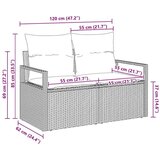  Vrtni kauč s jastukom 120 x 62 x 69 cm poliratan - Crna bez spremišta | shoptok.hr