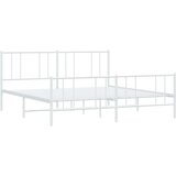 vidaXL Kovinski posteljni okvir z vzglavjem in vznožjem bel 183x213 cm | Shoptok.si