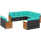 vidaXL 11-dijelni vrtni set s jastucima crni poliratan - Crna Bez stola 1 | shoptok.hr