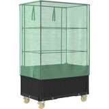 vidaXL Visoka greda s prevleko in kolesi videz ratana 80x50x182 cm | Shoptok.si