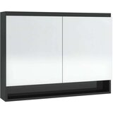  Kupaonski ormarić s ogledalom 80 x 15 x 60 cm MDF sjajni crni | shoptok.hr