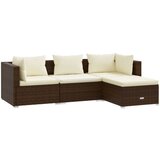 Maison Chic Seti vrtnega pohištva - Vrtna garnitura - Vrtni pohištvo set 4-delna z blazinami poli ratan rjava, (21821057) | Shoptok.si