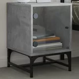 vidaXL Nočna omarica s steklenimi vrati betonsko siva 35x37x50 cm