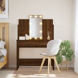 vidaXL Toaletna mizica z LED lučkami rjavi hrast 96x40x142 cm Cene