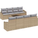  9-delni vrtni kavč set z blazinami bež poli ratan, (22093207) | Shoptok.si