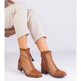 Gemre Brown Mesh Block Heel Ankle Boots Melarka Cene