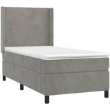 Box spring krevet s madracem svjetlosivi 90x190 cm baršunasti | shoptok.hr