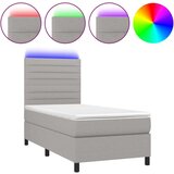  Krevet box spring s madracem LED svjetlosivi 100x200 cm tkanina | shoptok.hr
