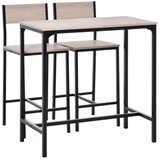 Nesta 3-delni barski set, naravna barva+črna, sestavljen iz barske mize in 2 stolov, MDF, 89×45×87 cm, za kuhinjo in jedilni prostor, (5000493639) Cene