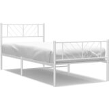  The Living Store Kovinski posteljni okvir z vzglavjem in vznožjem bel 90x190 cm - Kovinski Posteljni Okvir, (21448966) | Shoptok.si