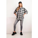Kesi Włoski Women's cotton checkered shirt with a distressed effect black | shoptok.hr