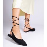 Gemre Black flat-heeled ankle-tie pumps Karlioz | Shoptok.si