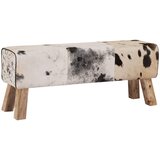  Klupa 110 x 30 x 45 cm Prava koža Crna i bijela Slike