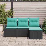  Set sofe s jastukom s pohranom 4 pcs Crna i Tirkizna poliratan | shoptok.hr