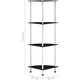 Police s 4 razine crne 30 x 30 x 100 cm od kaljenog stakla | shoptok.hr