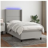vidaXL Krevet box spring s madracem LED svjetlosivi 90x190 cm tkanina Cijene
