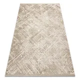 Moderna preproga DUKE 51541 bež - Geometrična, strukturiran, zelo mehak, resice 140x190 cm, (21993744)