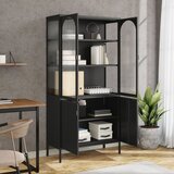  Visoka komoda crna 90 x 40 x 180 cm od stakla i čelika | Eponuda.ba