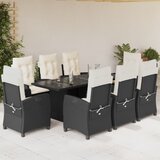  9-dijelni vrtni blagovaonski set s jastucima crni od poliratana | shoptok.hr