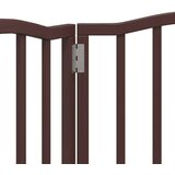 vidaXL Vrata za pse zložljiva 3 paneli rjava 150 cm topolovina | Shoptok.si