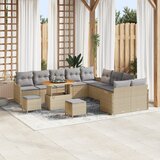 vidaXL 13-dijelni vrtni sofa set s jastucima Bež Poli Ratan Akacija | shoptok.hr