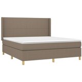 vidaXL Krevet box spring s madracem LED smeđesivi 160x200 cm tkanina | shoptok.hr