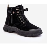 Boto Women's Faux Suede Lined Lace-Up Ankle Boots Black Jailina | Shoptok.si