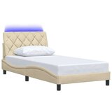  Posteljni okvir z LED brez vzmetnice krem 100x200 cm blago, (21790753) | Shoptok.si