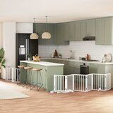 vidaXL Ograda za pse z vrati zložljiva 15 panelov bela 750 cm les | Shoptok.si