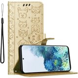 Cadorabo Ohišje, združljivo z Samsung Galaxy S20 v sijajno zlato - Simpatični psi in mačke, zaščitni ovitek s funkcijo stojala in režami za kartice, (20558001) | Shoptok.si