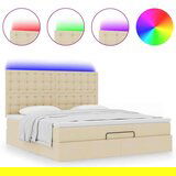 vidaXL Otomanski posteljni okvir z vzmetnico krem 160x200 cm blago, (21653419) | Shoptok.si