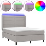  Krevet box spring s madracem LED svjetlosivi 140x190 cm tkanina | shoptok.hr