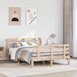 vidaXL Posteljni okvir z vzglavjem 140x190 cm trdna borovina | Shoptok.si