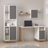 Hanah home radni sto sa policom Venaro Set 1 (Desk + Large Bookcase), beli / orah Cene