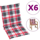 vidaXL Blazine za vrtne stole 6 kosov rdeč karo vzorec 100x50x3 cm Cene