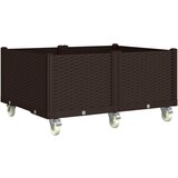 vidaXL Cvetlično korito s kolesi rjavo 100x80x54 cm PP, (21144339) | Shoptok.si