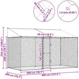  Kavez za psa s krovom Srebrno 400 x 200 x 256 cm Čelik i PE | Eponuda.com